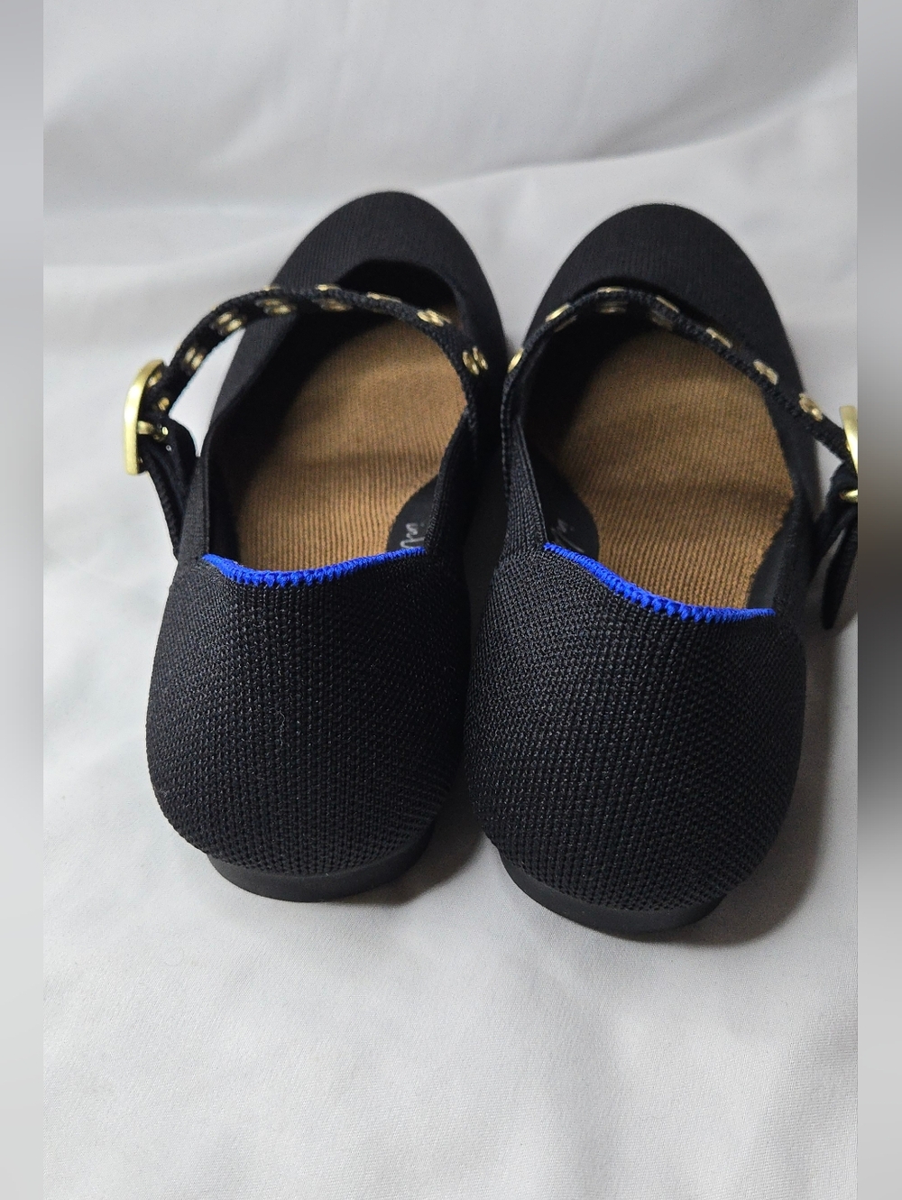 Rothy's Black The Ballet Mary Jane Flats Gold Buckle and Strap Women's 7 - Picture 7 of 12